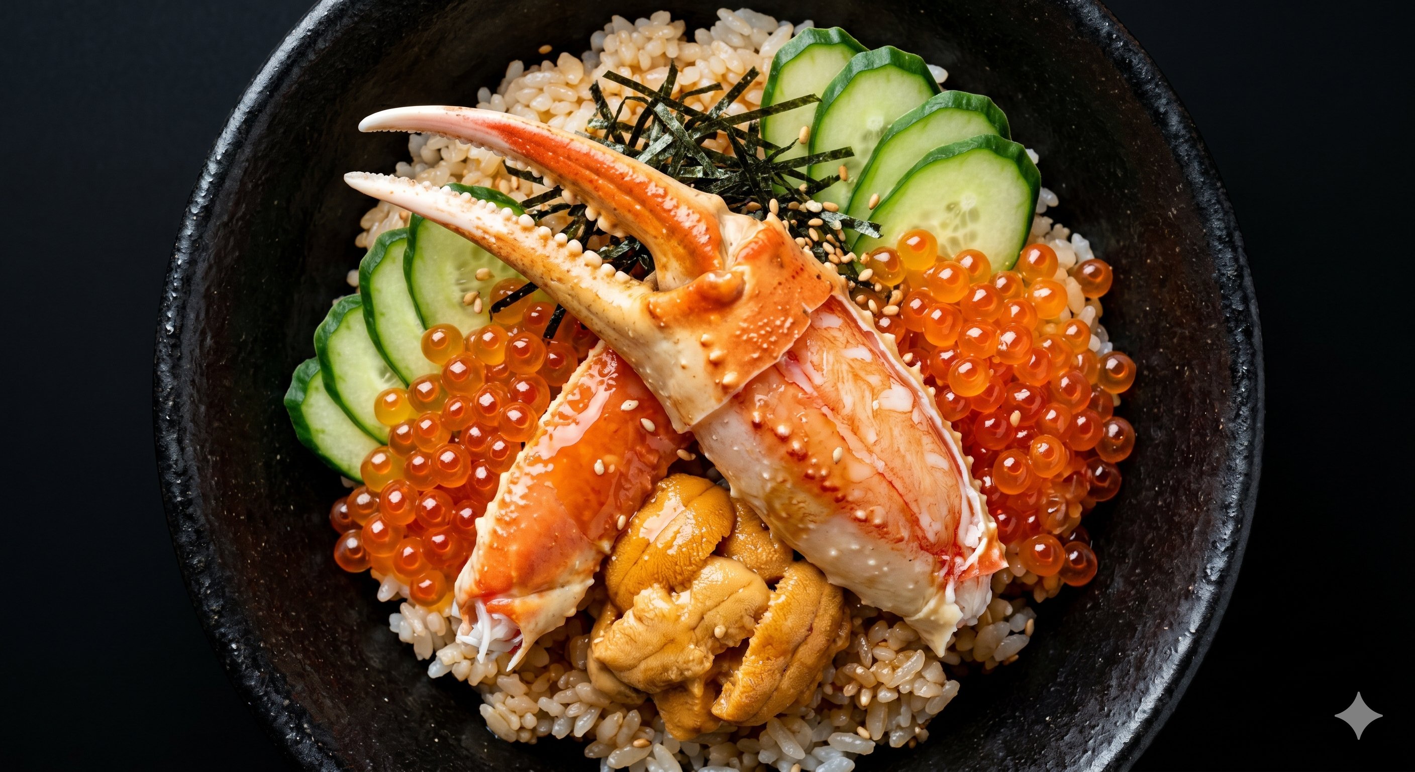 蟹海鮮丼の盛り付け